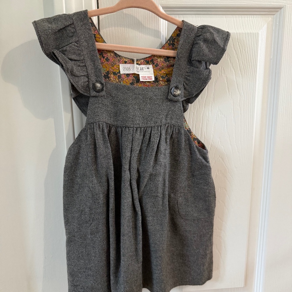 BUTTONED FLANNEL PINAFORE DRESS